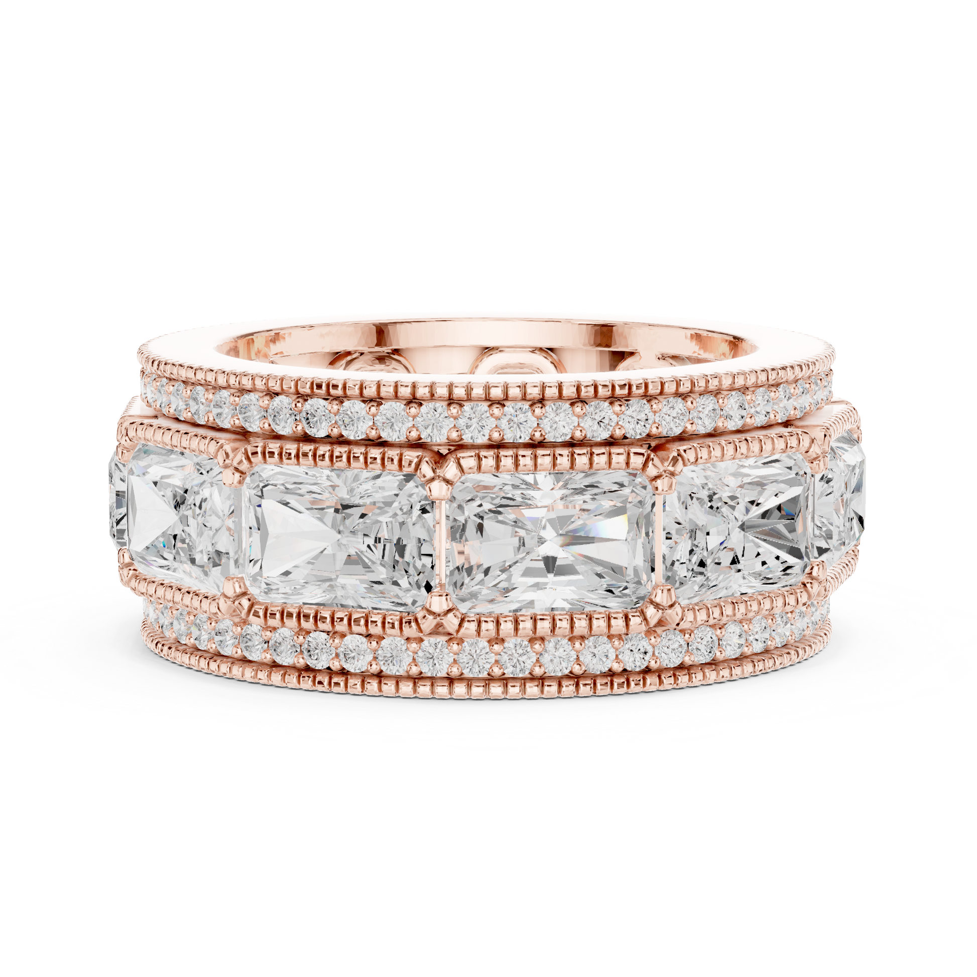 Radiant Round Cut Lab Grown Diamond Ring in Rose Gold