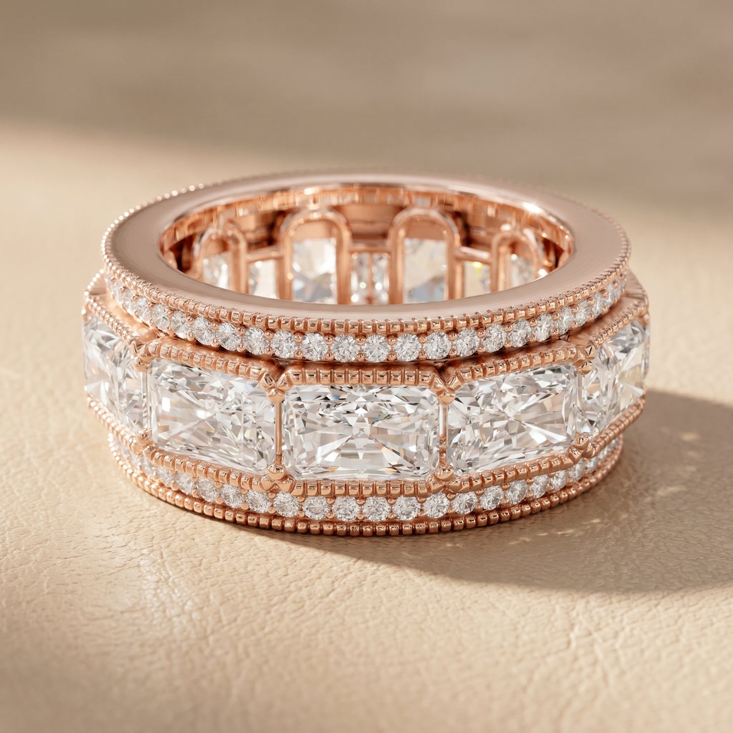 Radiant Round Cut Lab Grown Diamond Ring in Rose Gold