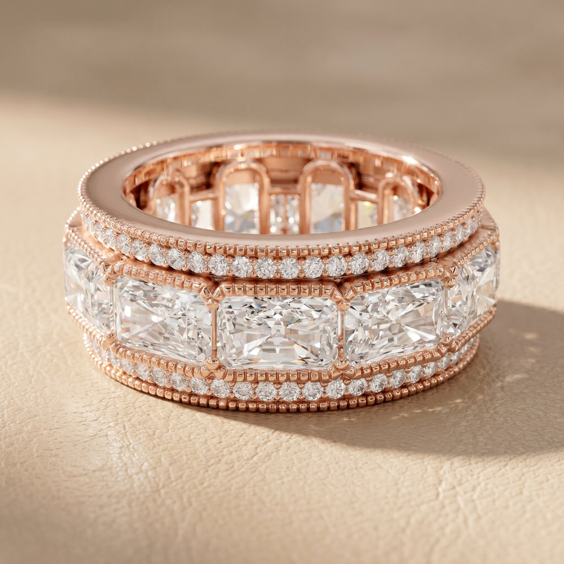 Radiant Round Cut Lab Grown Diamond Ring in Rose Gold