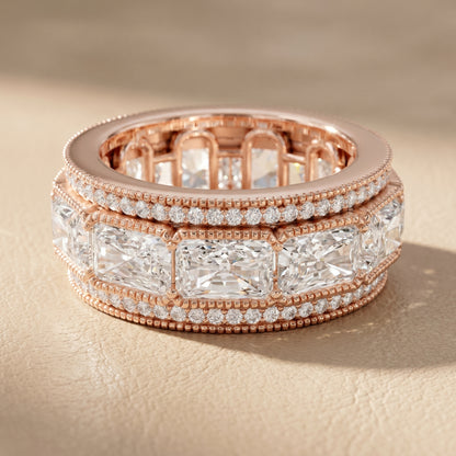 Radiant Round Cut Lab Grown Diamond Ring in Rose Gold