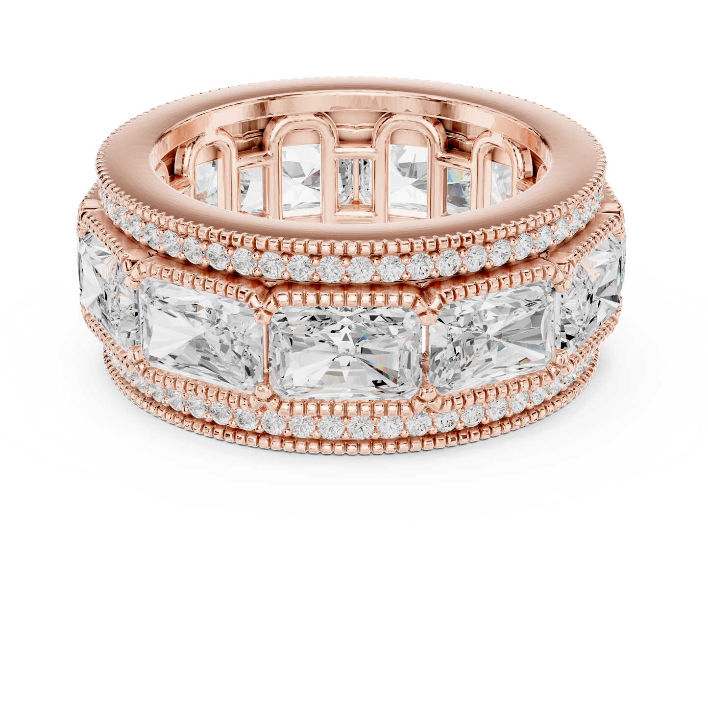 Radiant Round Cut Lab Grown Diamond Ring in Rose Gold