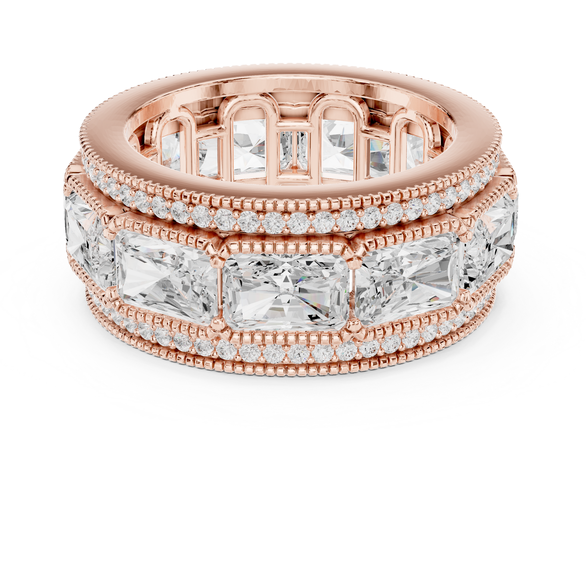 Radiant Round Cut Lab Grown Diamond Ring in Rose Gold