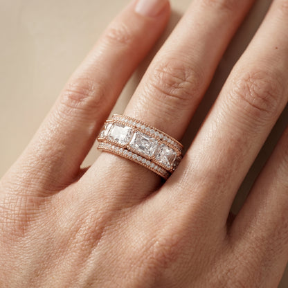 Radiant Round Cut Lab Grown Diamond Ring in Rose Gold