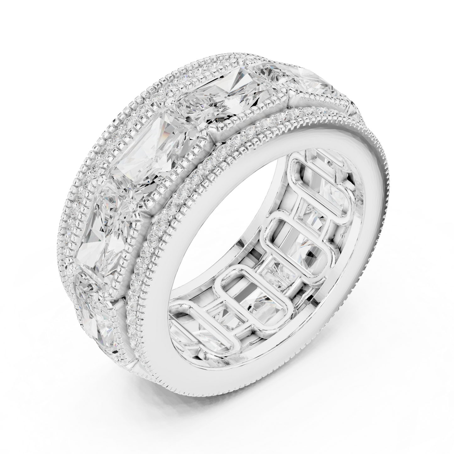 Radiant Round Cut Lab Grown Diamond Ring in Platinum