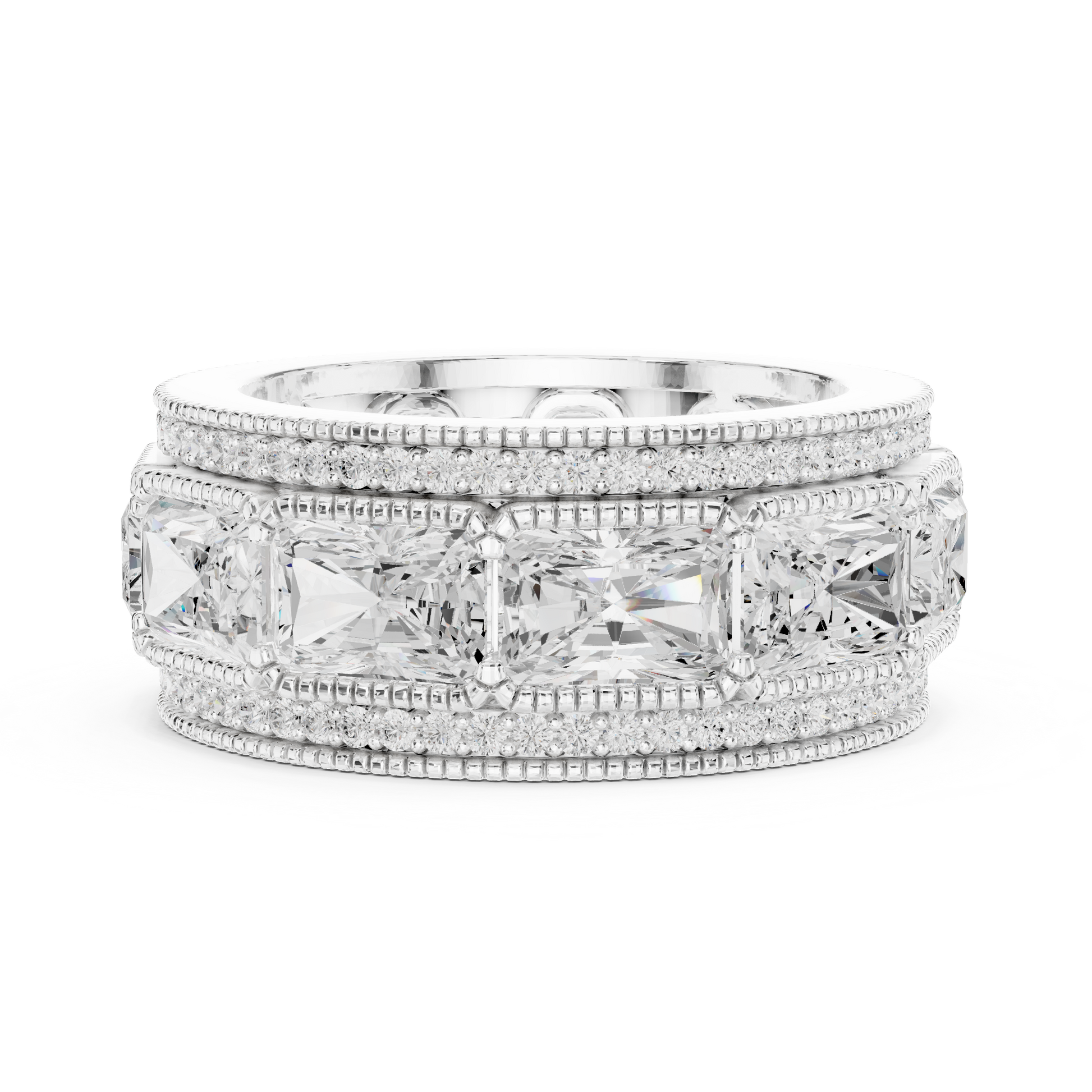 Radiant Round Cut Lab Grown Diamond Ring in Silver