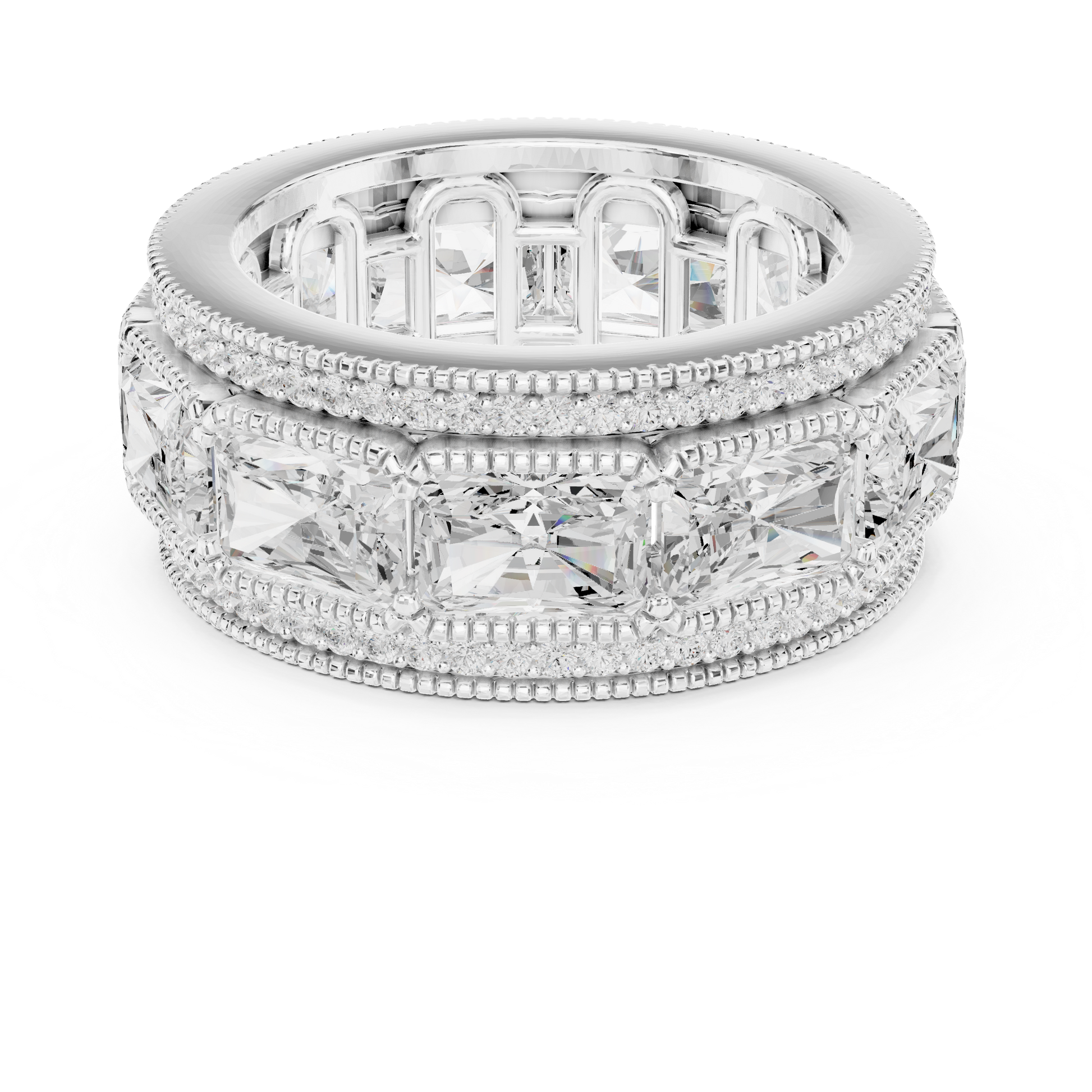 Radiant Round Cut Lab Grown Diamond Ring in Platinum
