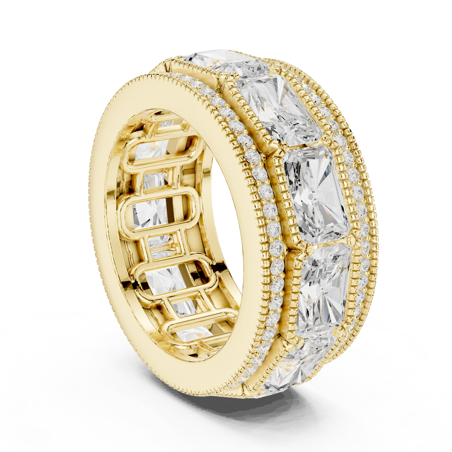 Radiant Round Cut Lab Grown Diamond Ring in Yellow Gold