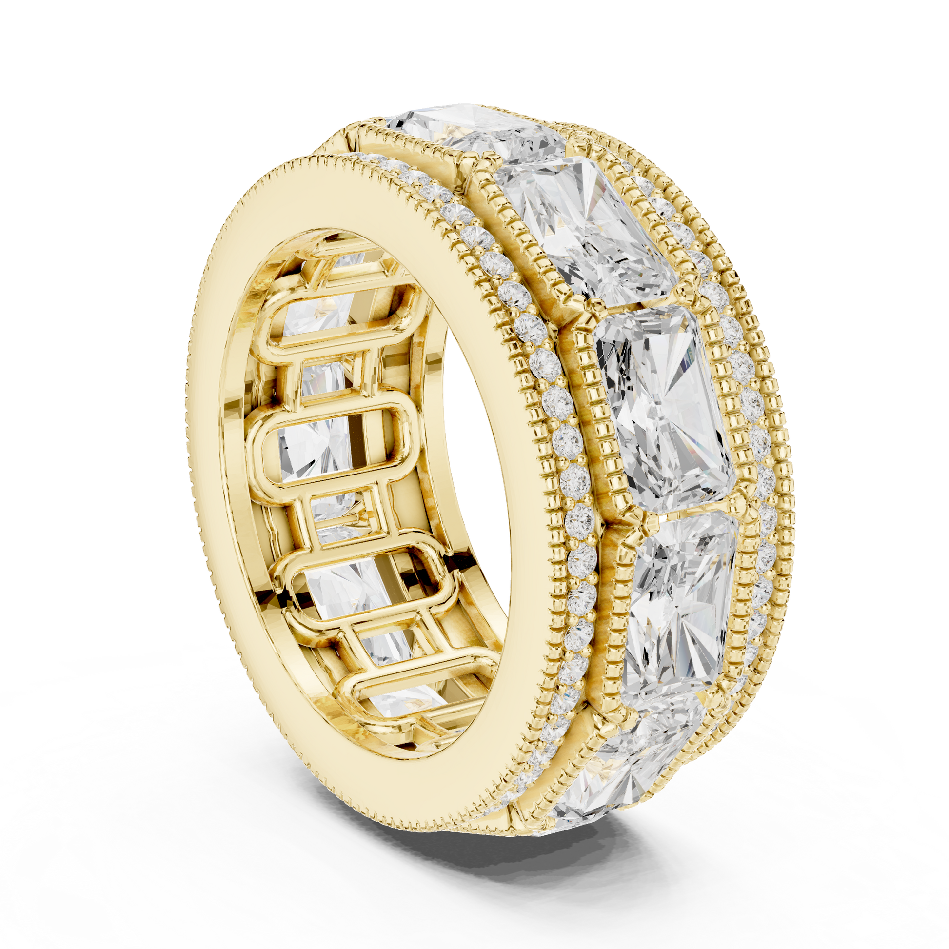 Radiant Round Cut Lab Grown Diamond Ring in Yellow Gold