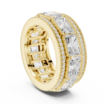 Radiant Round Cut Lab Grown Diamond Ring in Yellow Gold