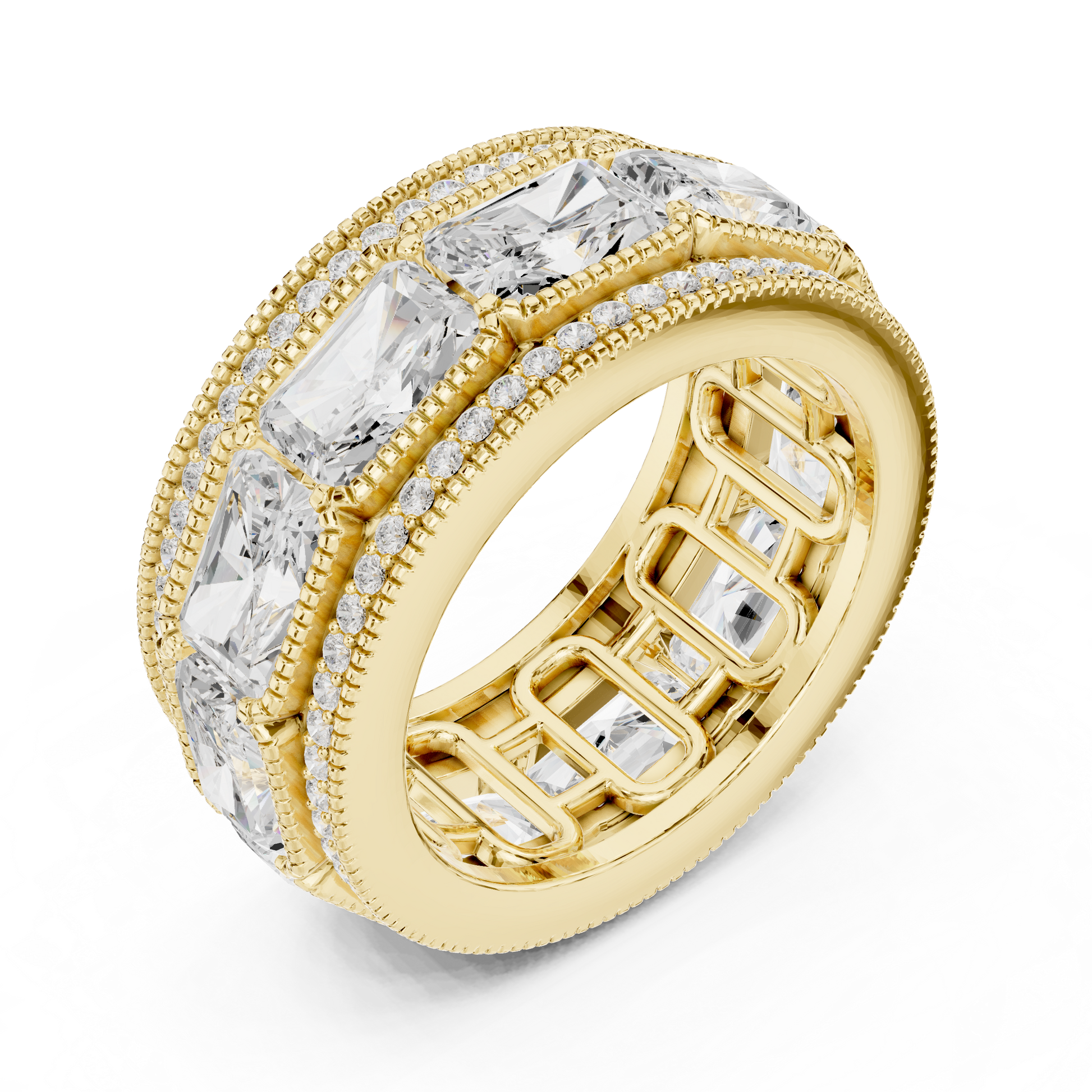 Radiant Round Cut Lab Grown Diamond Ring in Yellow Gold