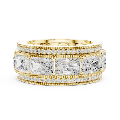 Radiant Round Cut Lab Grown Diamond Ring in Yellow Gold