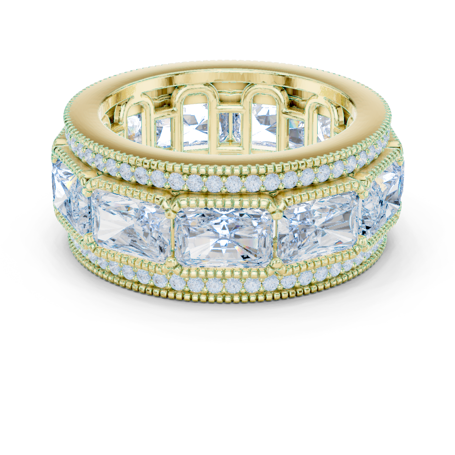 Radiant Round Cut Lab Grown Diamond Ring in Yellow Gold
