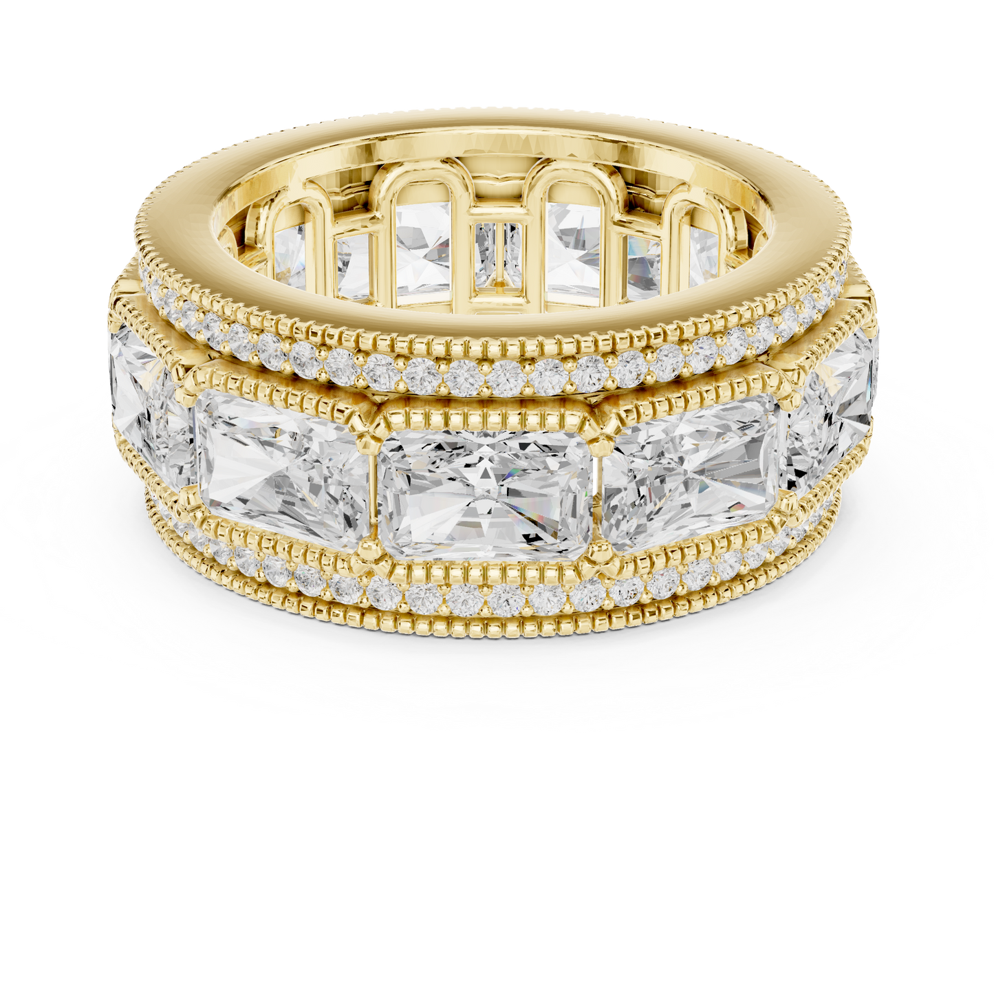 Radiant Round Cut Lab Grown Diamond Ring in Yellow Gold