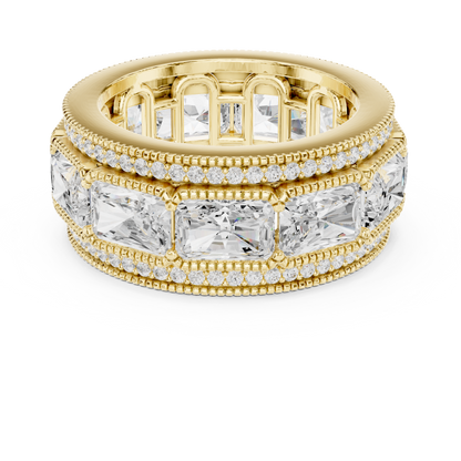 Radiant Round Cut Lab Grown Diamond Ring in Yellow Gold