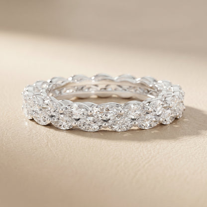 Marquise Cut Lab Grown Diamond Ring in Silver