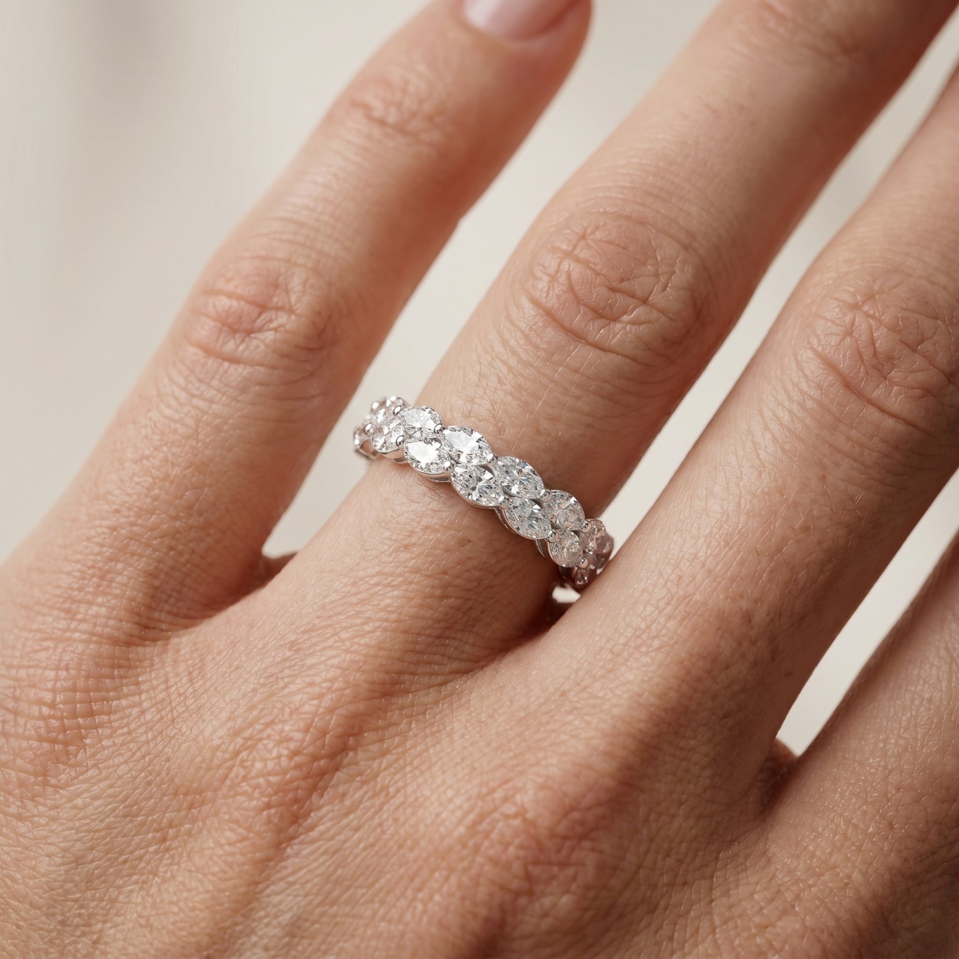 Marquise Cut Lab Grown Diamond Ring in Platinum