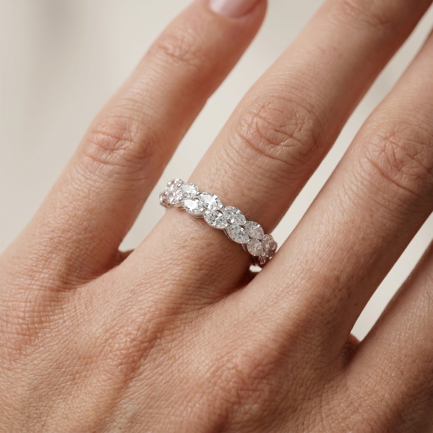 Marquise Cut Lab Grown Diamond Ring in Silver