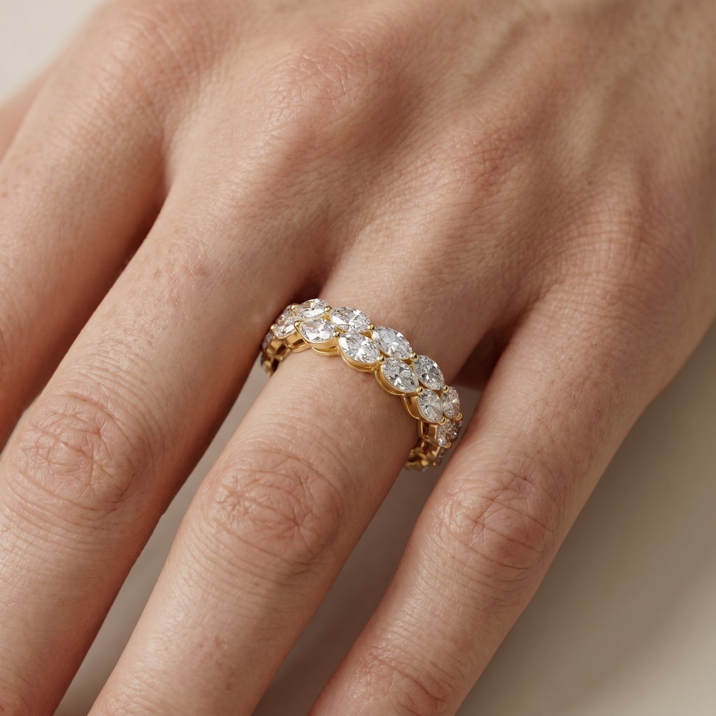 Marquise Cut Lab Grown Diamond Ring in Yellow Gold