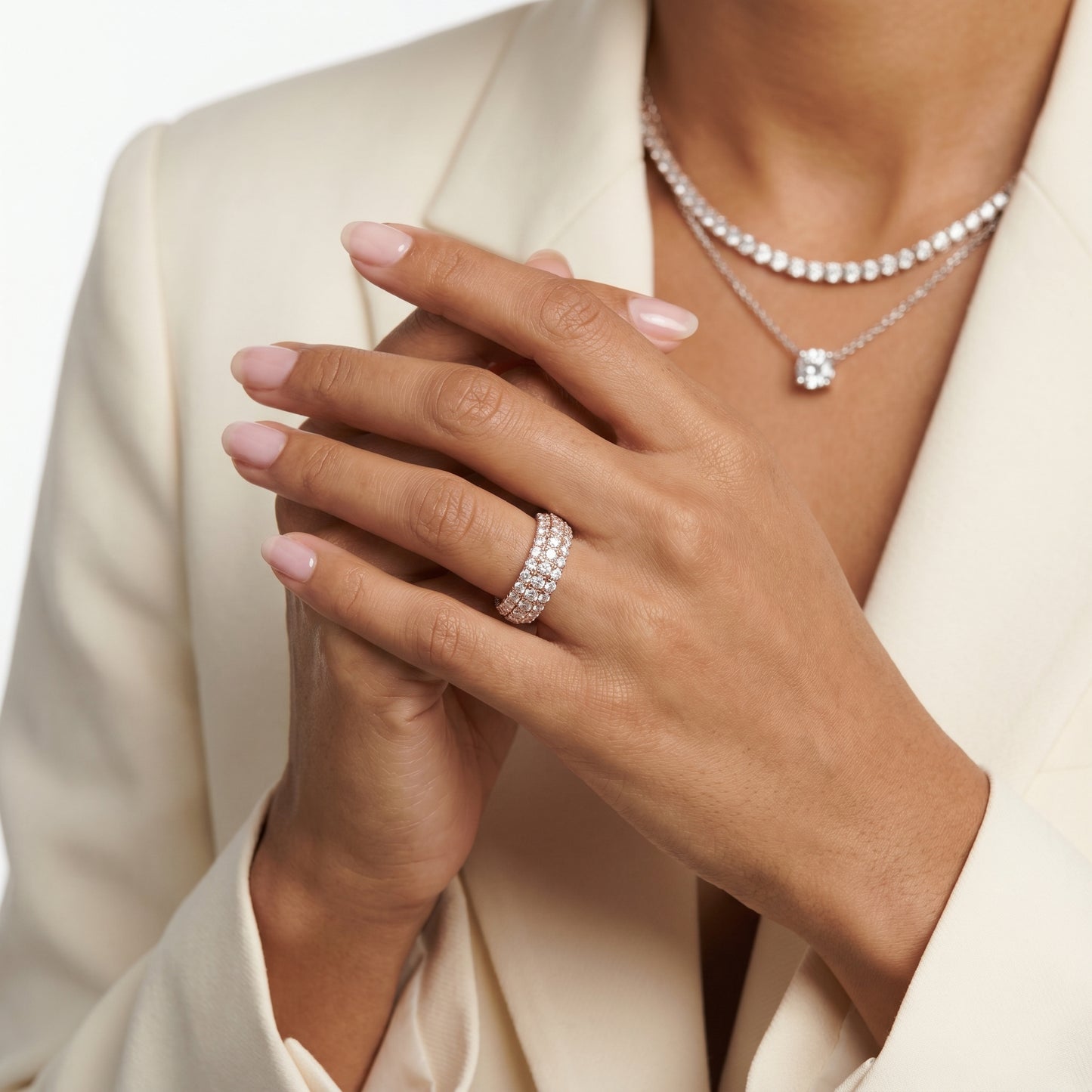 Round Cut Lab Grown Diamond Ring in Rose Gold