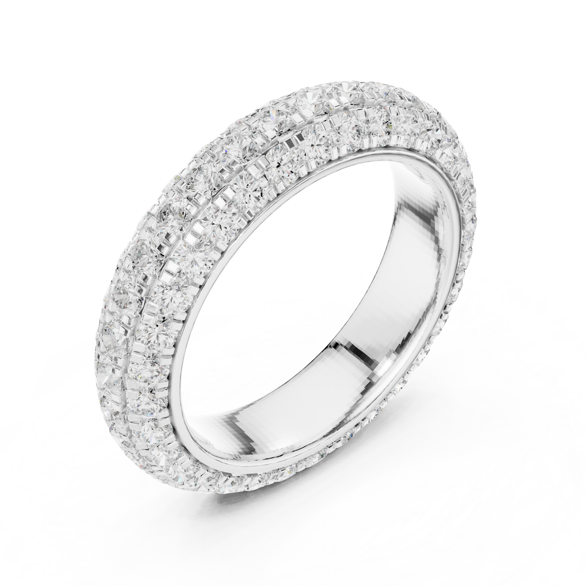 Round Cut Lab Grown Diamond Ring in Silver