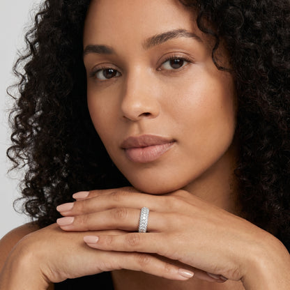 Round Cut Lab Grown Diamond Ring in Silver