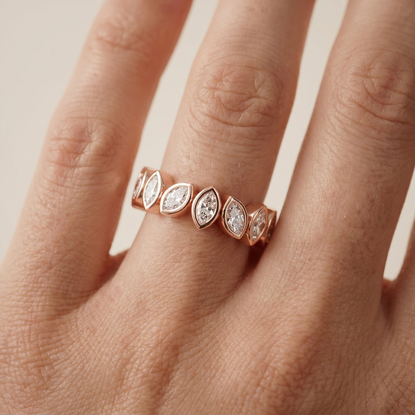 Marquise Cut Lab Grown Diamond Ring in Rose Gold