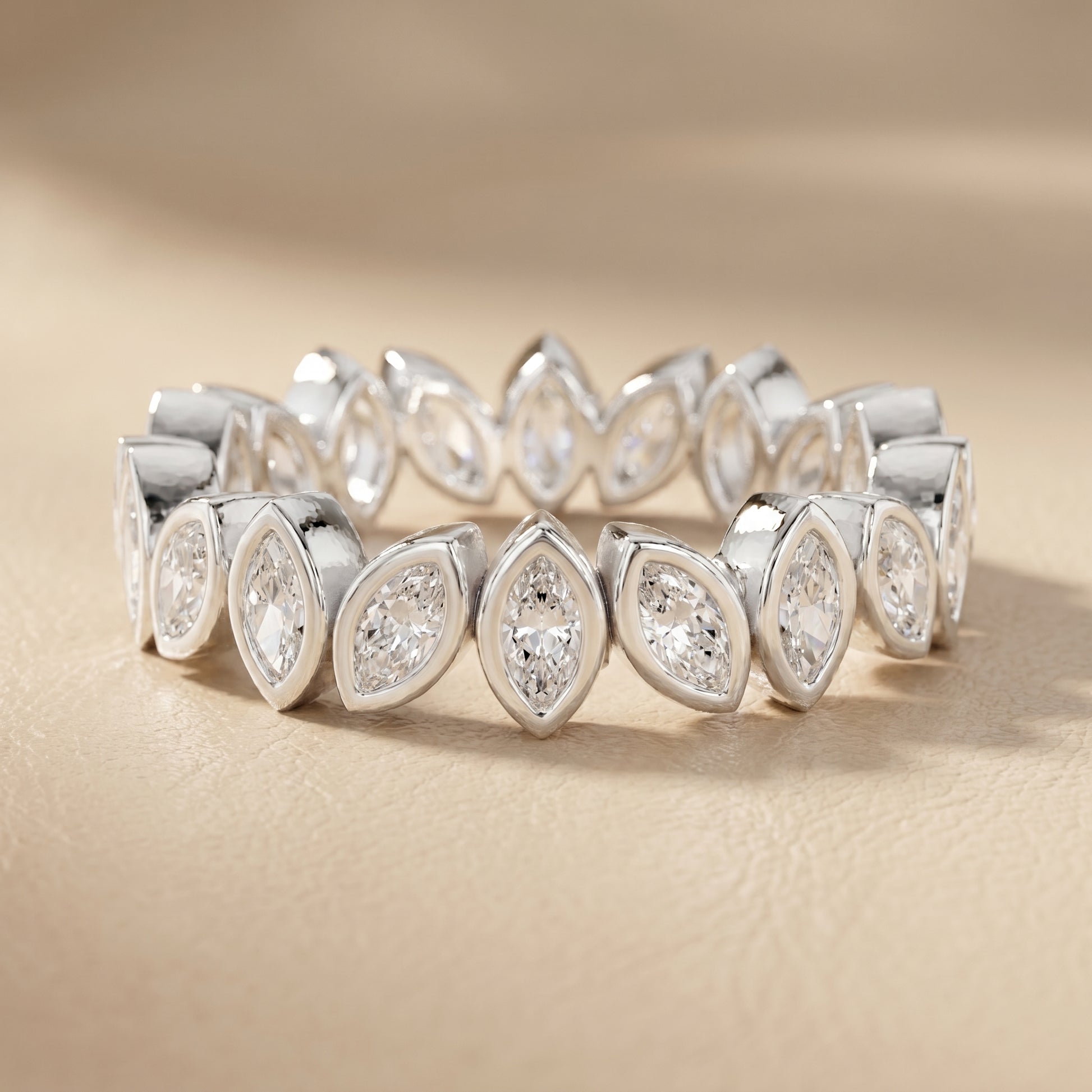 Marquise Cut Lab Grown Diamond Ring in Silver