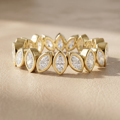 Marquise Cut Lab Grown Diamond Ring in Yellow Gold