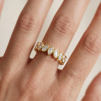 Marquise Cut Lab Grown Diamond Ring in Yellow Gold