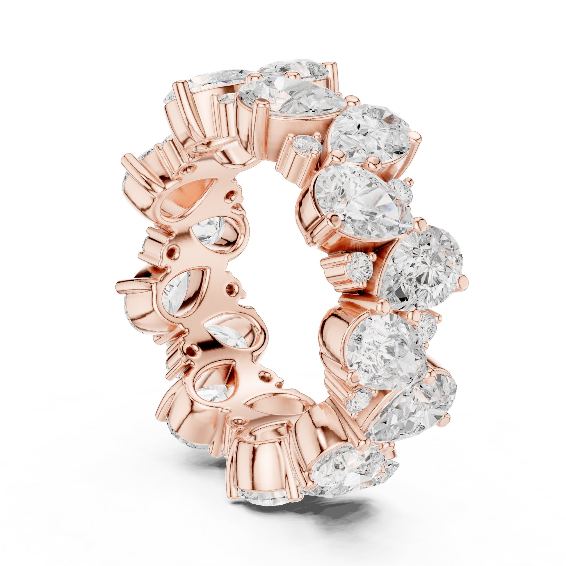 Pear Round Cut Lab Grown Diamond Ring in Rose Gold