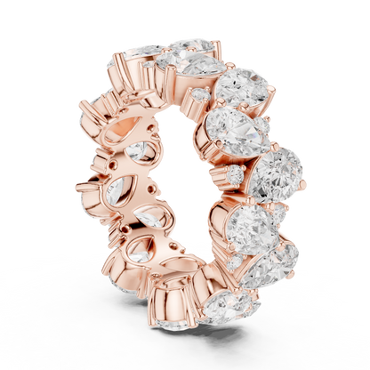 Pear Round Cut Lab Grown Diamond Ring in Rose Gold
