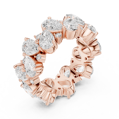 Pear Round Cut Lab Grown Diamond Ring in Rose Gold