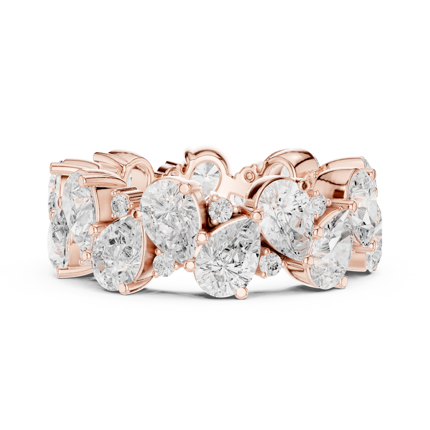 Pear Round Cut Lab Grown Diamond Ring in Rose Gold