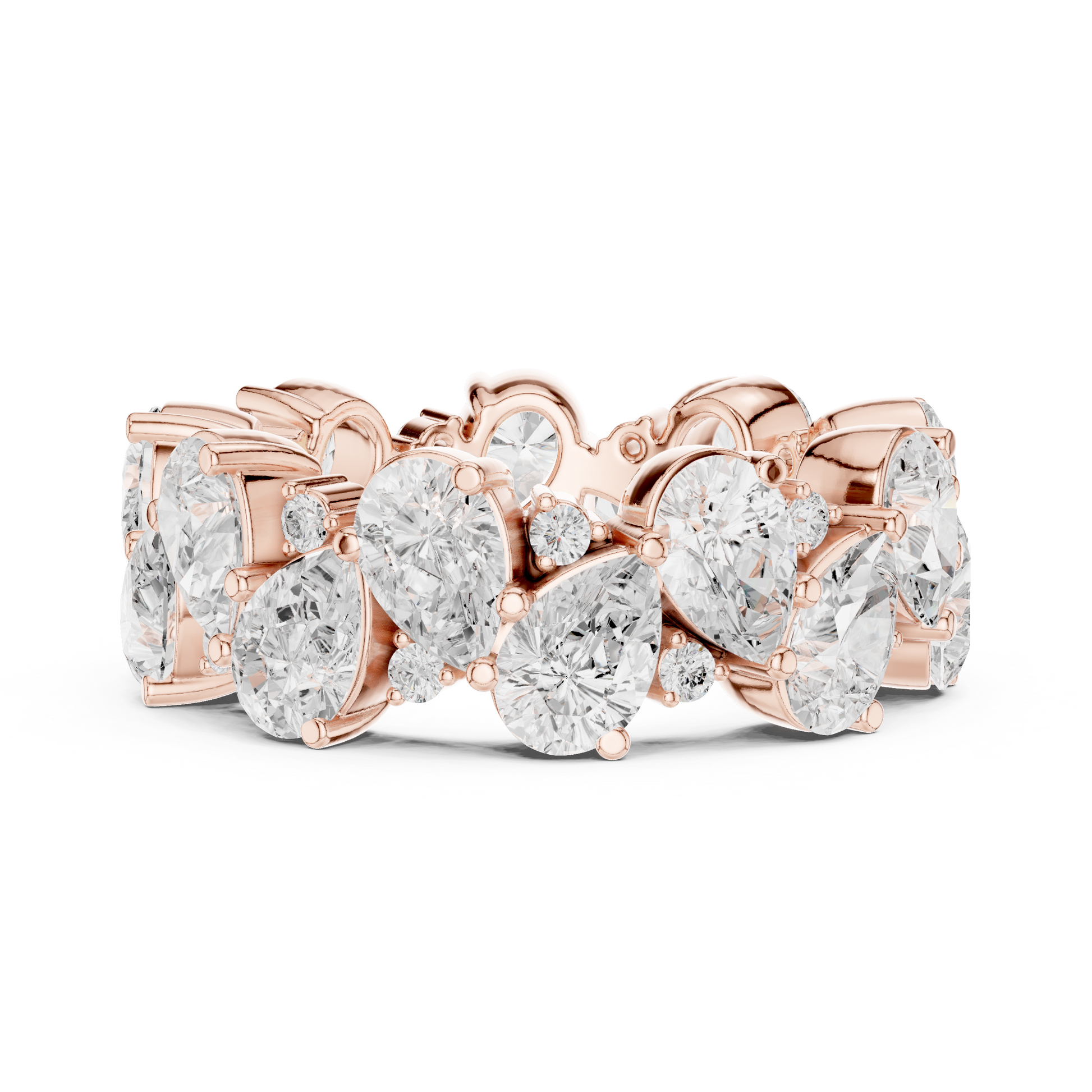 Pear Round Cut Lab Grown Diamond Ring in Rose Gold
