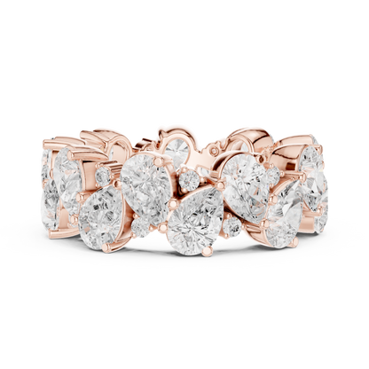 Pear Round Cut Lab Grown Diamond Ring in Rose Gold