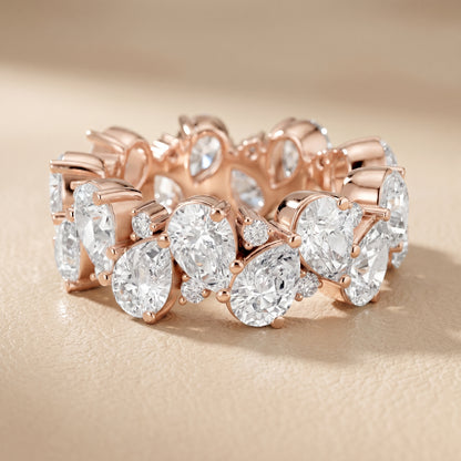 Pear Round Cut Lab Grown Diamond Ring in Rose Gold