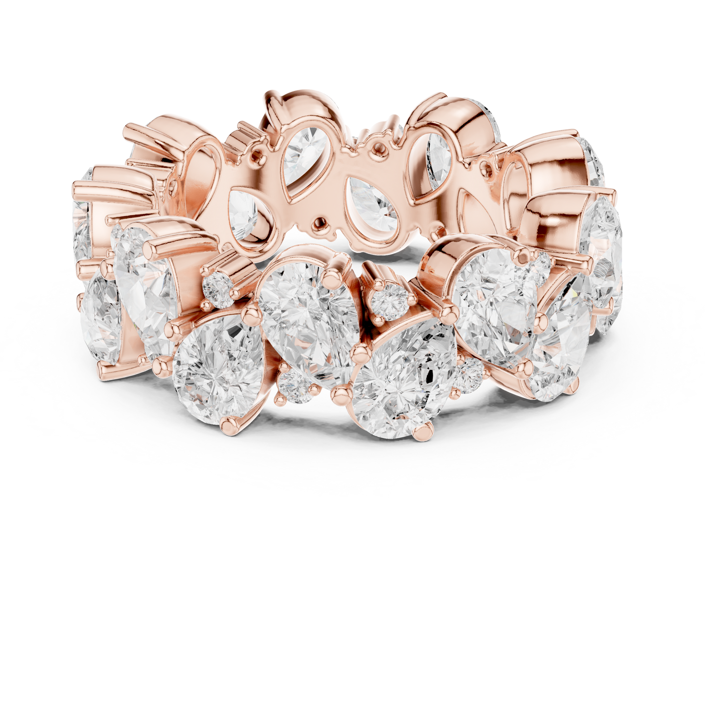 Pear Round Cut Lab Grown Diamond Ring in Rose Gold