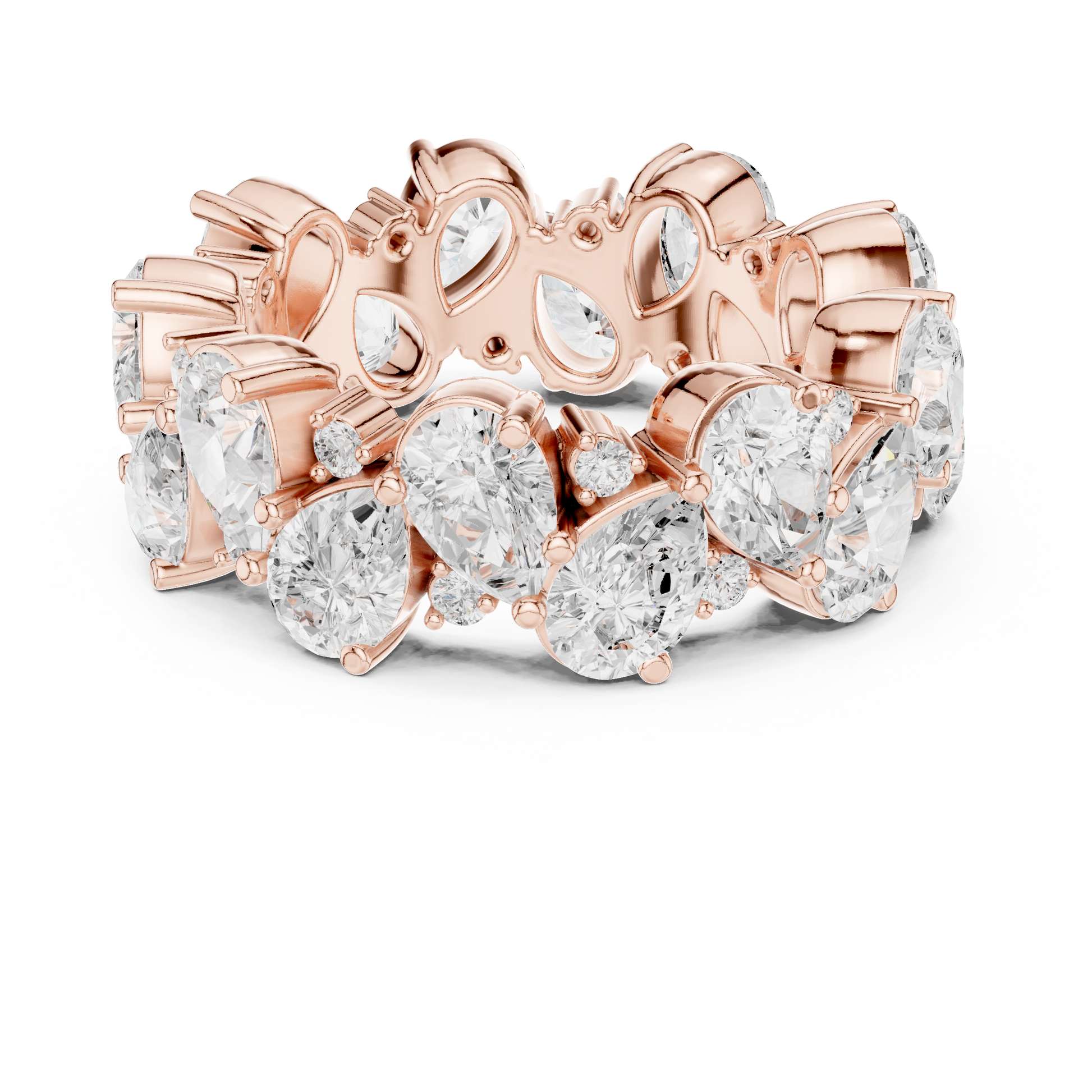 Pear Round Cut Lab Grown Diamond Ring in Rose Gold