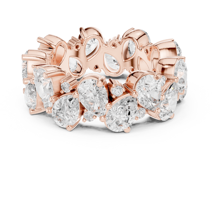 Pear Round Cut Lab Grown Diamond Ring in Rose Gold