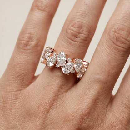Pear Round Cut Lab Grown Diamond Ring in Rose Gold