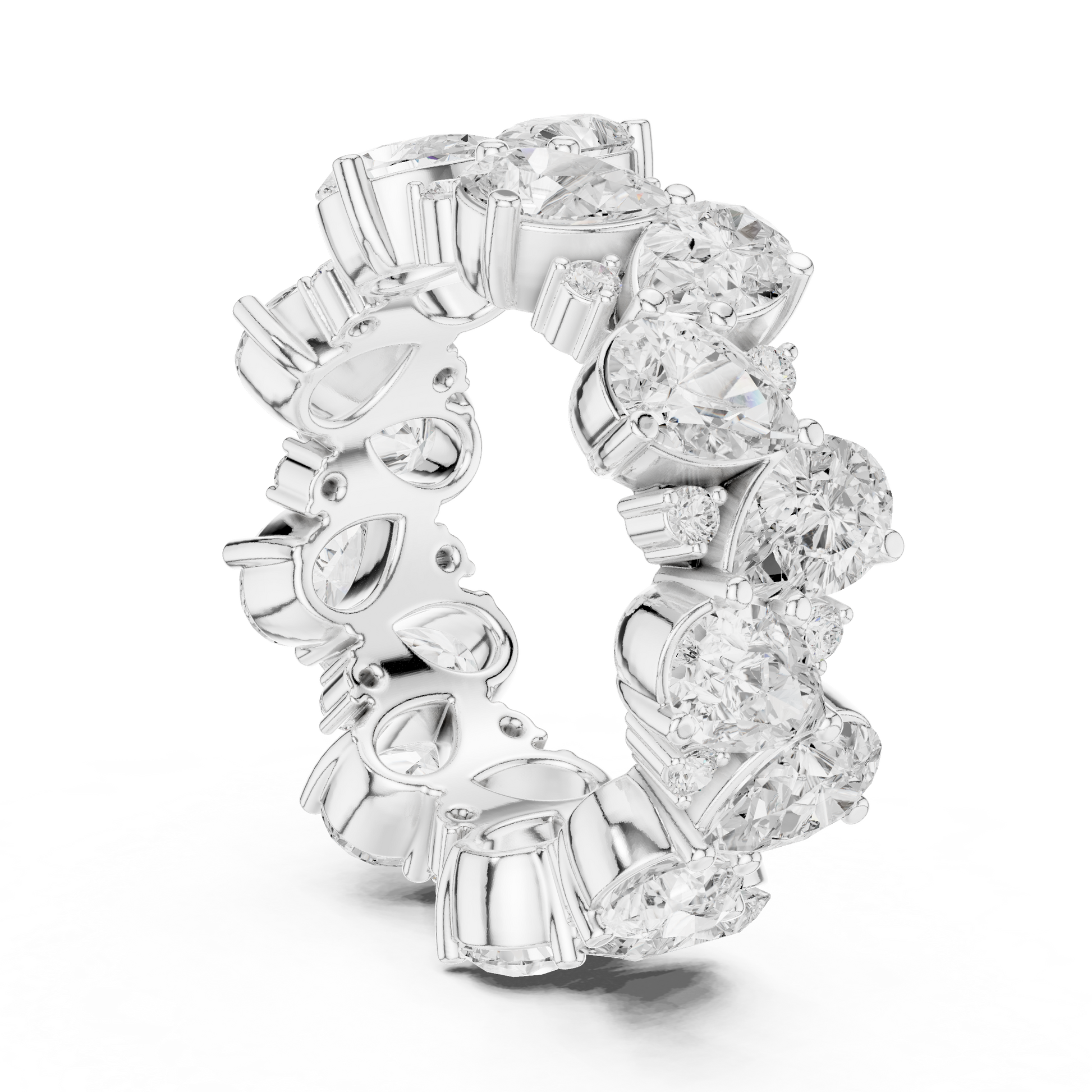Pear Round Cut Lab Grown Diamond Ring in White Gold