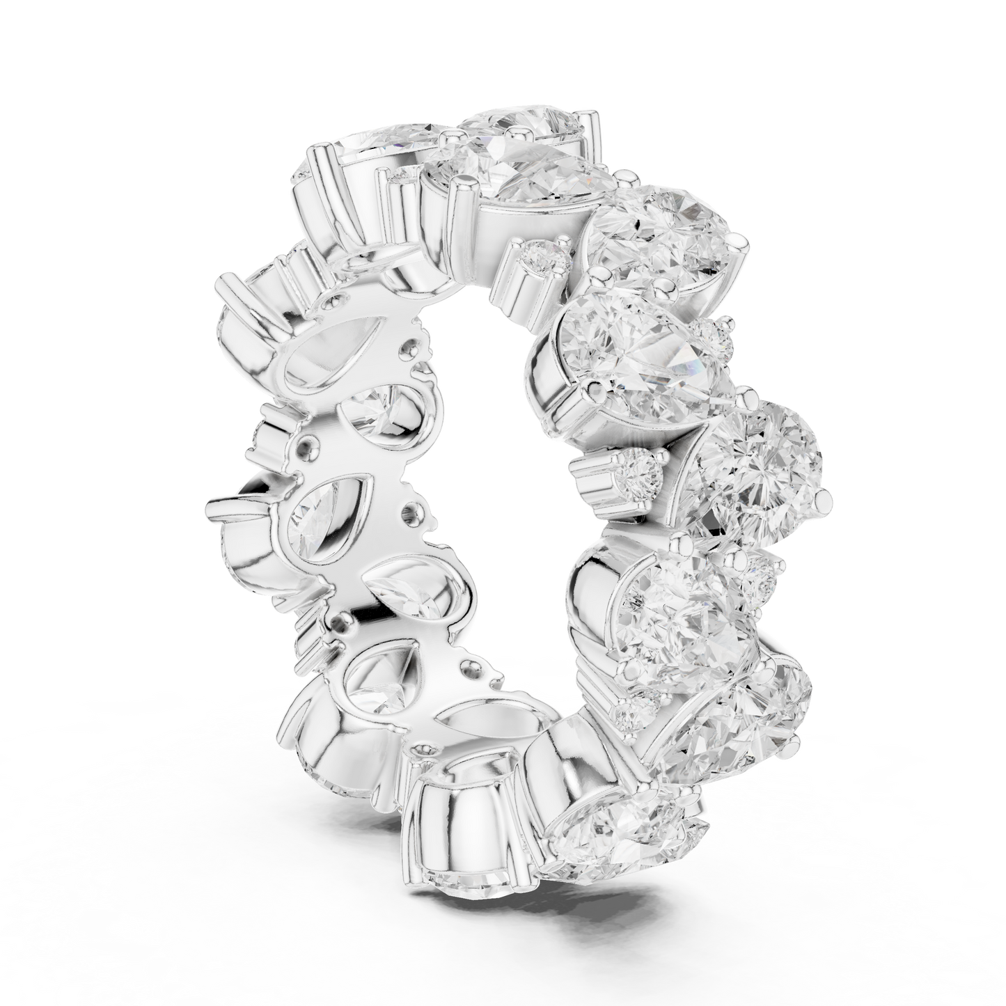 Pear Round Cut Lab Grown Diamond Ring in Silver