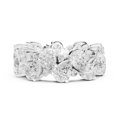 Pear Round Cut Lab Grown Diamond Ring in White Gold