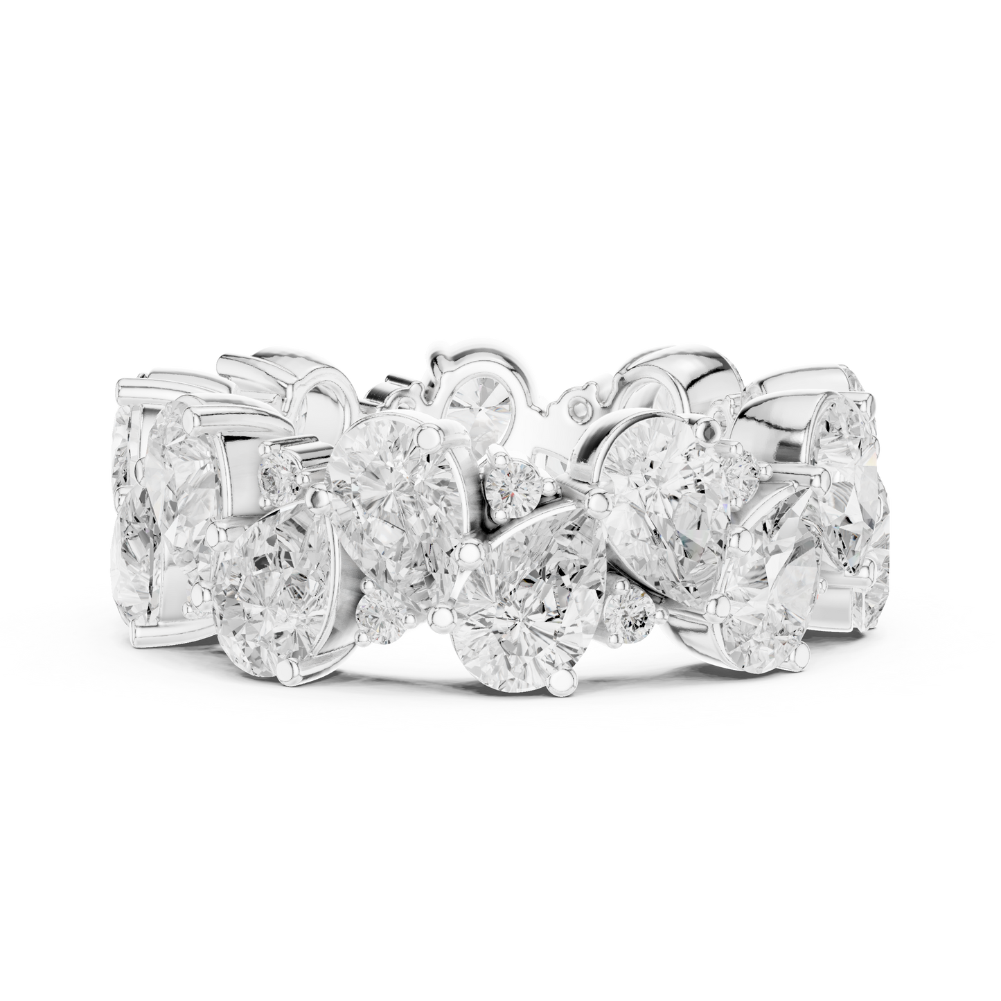 Pear Round Cut Lab Grown Diamond Ring in Silver