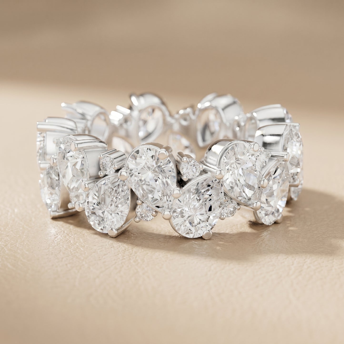 Pear Round Cut Lab Grown Diamond Ring in Silver