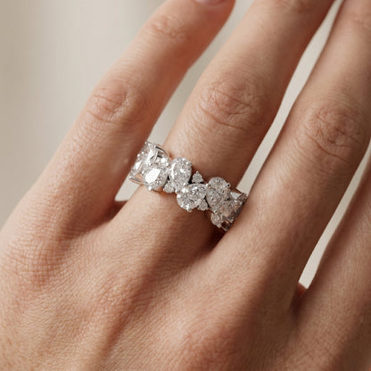 Pear Round Cut Lab Grown Diamond Ring in Silver