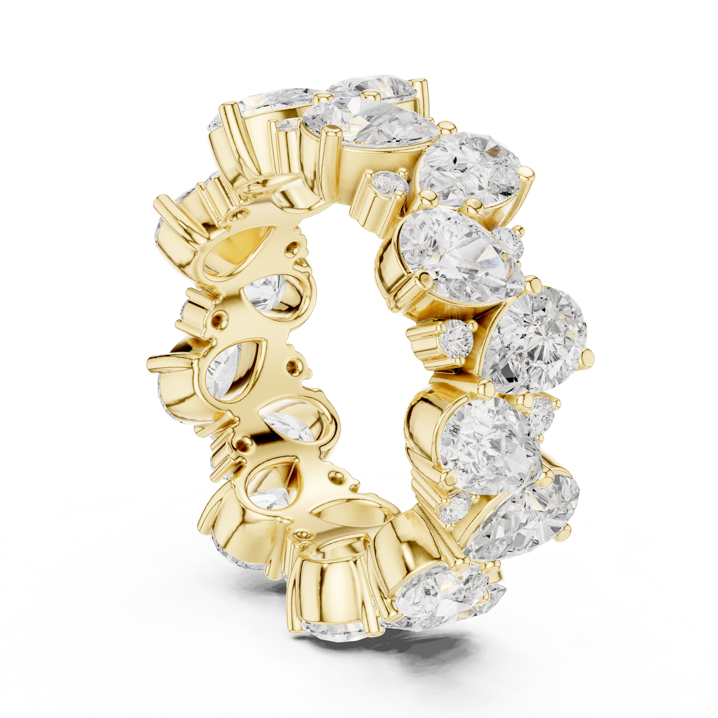 Pear Round Cut Lab Grown Diamond Ring in Yellow Gold