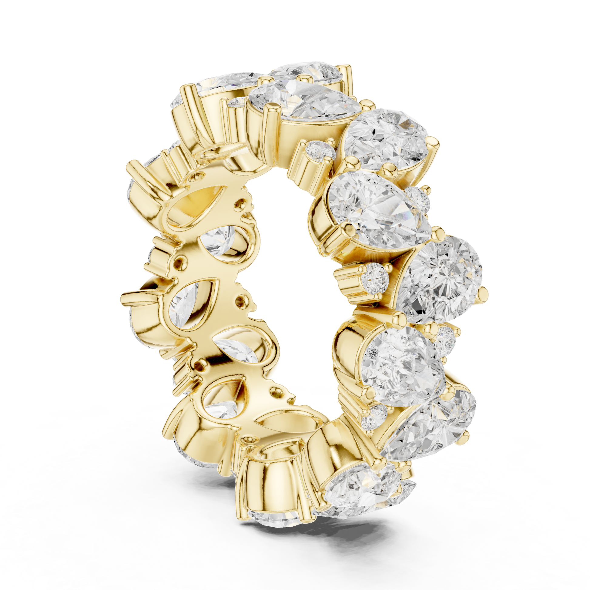 Pear Round Cut Lab Grown Diamond Ring in Yellow Gold