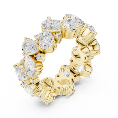 Pear Round Cut Lab Grown Diamond Ring in Yellow Gold