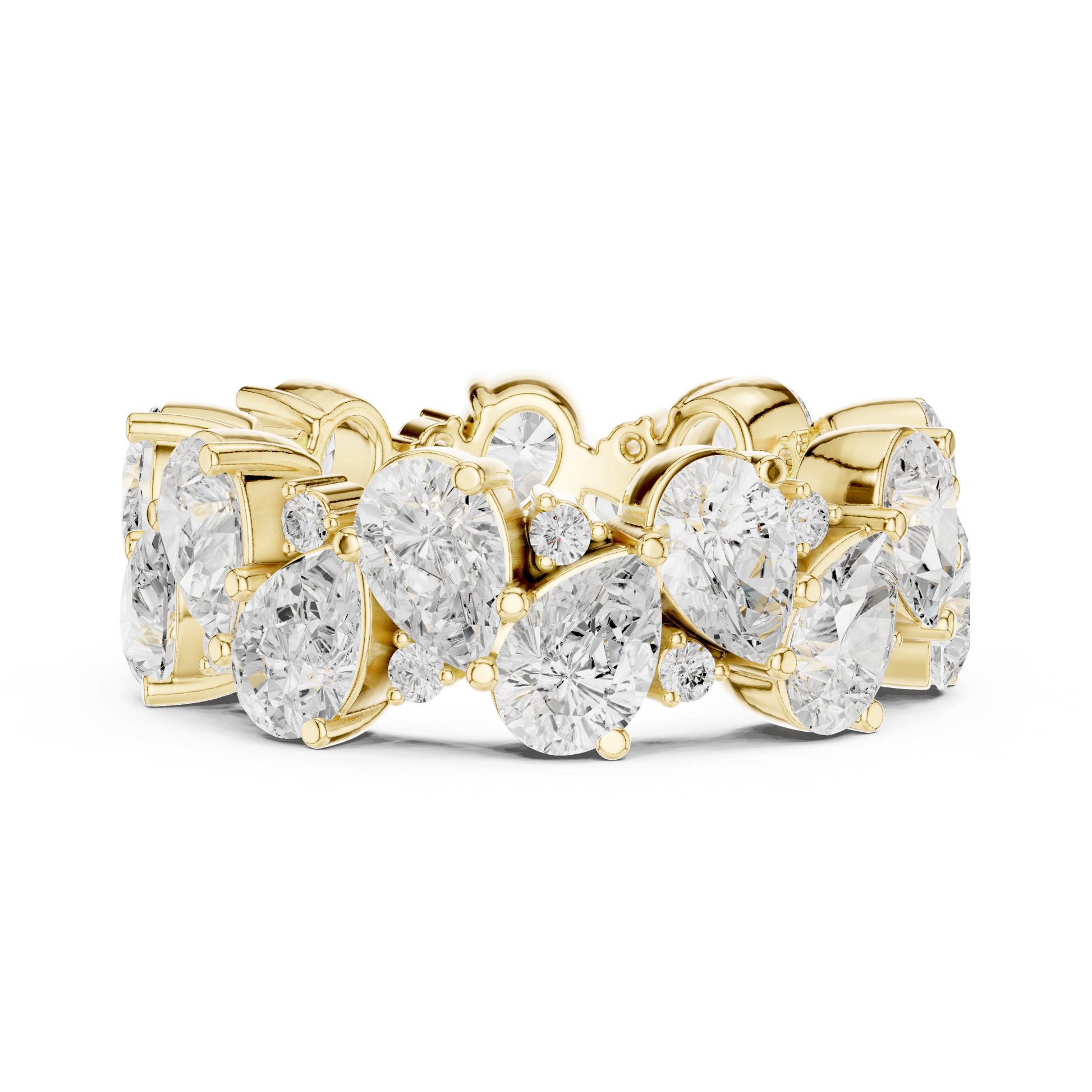 Pear Round Cut Lab Grown Diamond Ring in Yellow Gold